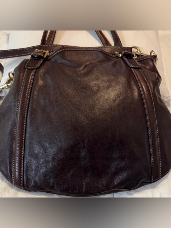 Gucci Dark Brown Leather shoulder bag with Green-Red Web and Gold GG - Picture 2 of 11